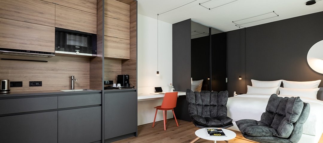 Blick in ein Studio KPM Hotel & Residences, Berlin © KPM Hotels & Residences