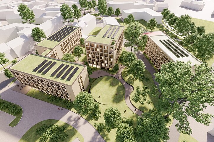 Visualisierung des geplanten FIN Wohncampus an der Ernst-Lehmann-Straße in Magdeburg © FIN Wohncampus / Visualisierung Visualisierung des geplanten FIN Wohncampus an der Ernst-Lehmann-Straße in Magdeburg © FIN Wohncampus / Visualisierung