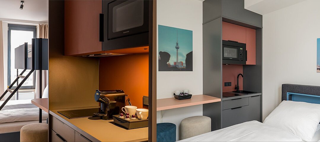 Homaris setzt auch im neuen Berliner Haus auf Mikrolösungen bei den Serviced Apartments © Homaris / Christoph Leib