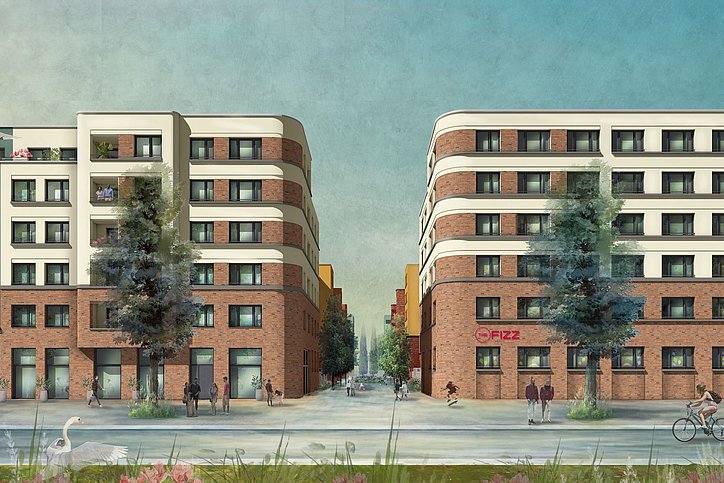Auch 2021 erworben: InternationalCampus hat ein Grundstück in Ludwigshafen für ein projektiertes Studentenwohnhaus mit über 330 Apartments und einer Kita gekauft. Ende 2024 soll das The Fizz Berlin in Ludwigshafen eröffnen. © Stefan Forster GmbH