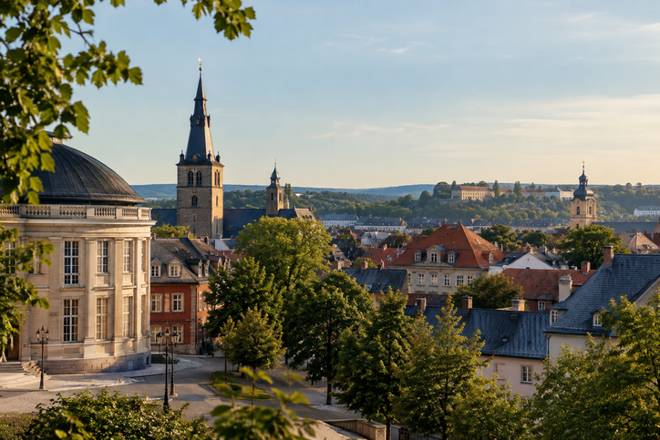 Blick über die Dächer von Weimar mit Blick auf die historische Altstadt. © KI-generiertes Symbolbild