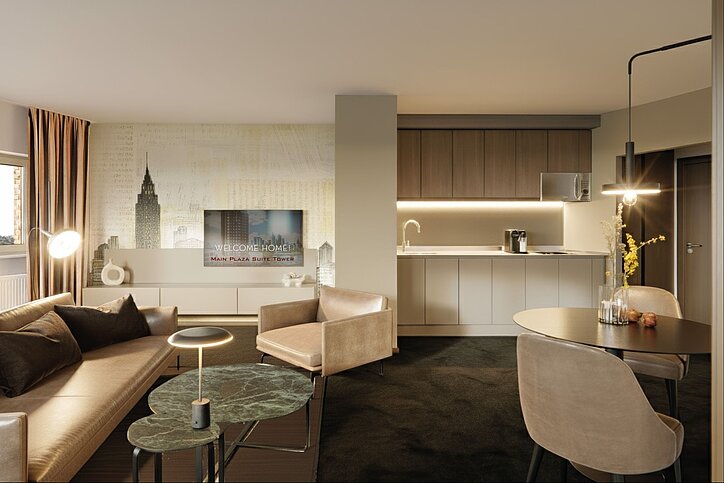 Nach der Renovierung sollen so die neuen Apartments im Main Plaza Suite Tower aussehen. © Apartmentresidenz-Gruppe