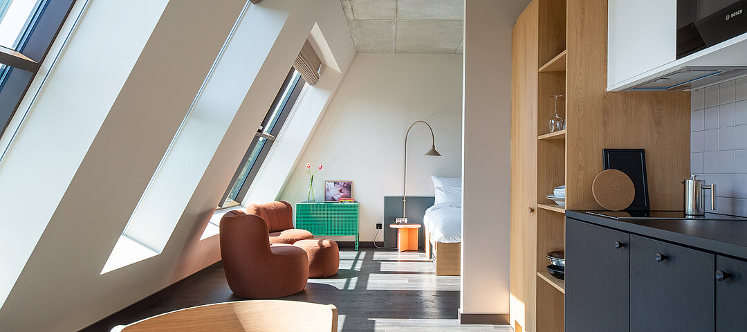 Blick in eines der Apartments des neuen STAYERY-Standorts © Stayery Fürth