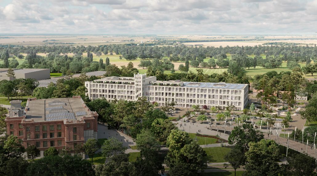 Die "Weiße Dame" in Gronau ist ein Industriedenkmal, welches für mehrere soziale Einrichtungen wiederbelebt wird, u.a. mit dem ersten Lively als betreutes Wohnprojekt von Hospitality-Spezialisten. © Lively